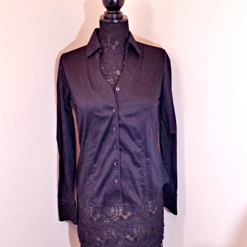 <3 COLDWATER CREEK BLACK BUTTON DOWN WOMENS SIZE 4